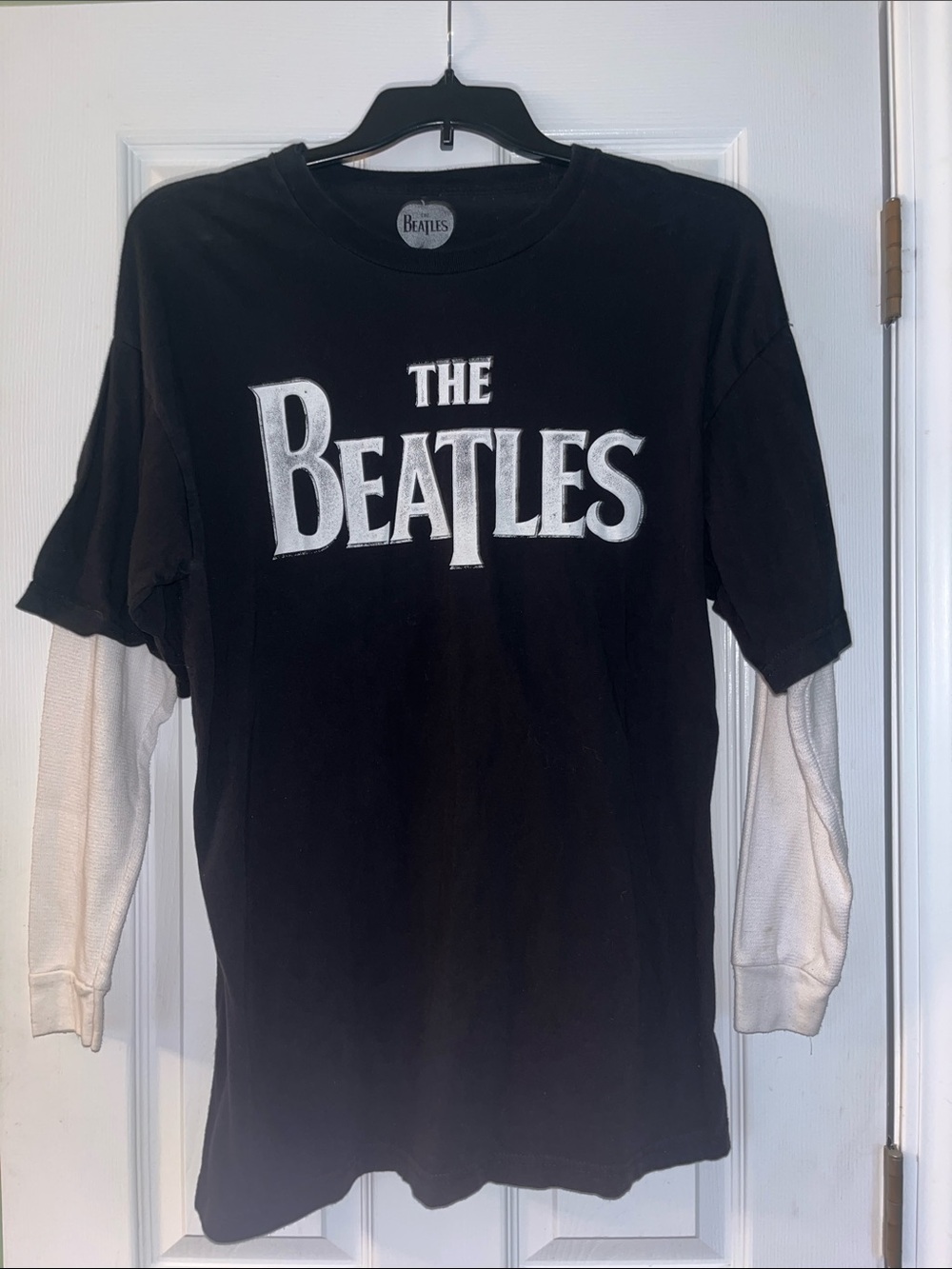 The Beatles Black Tee with White Layered Sleeves